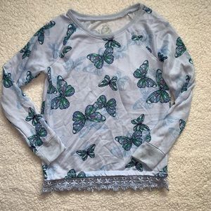 Justice Girls size 12 crew with lace light blue